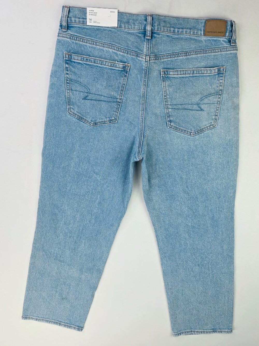 American Eagle Outfitters Stretch Super High Rise Straight 14 Short Blue 32X27